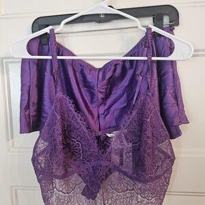 Victoria's Secret Purple Satin and Lace Pajama Set